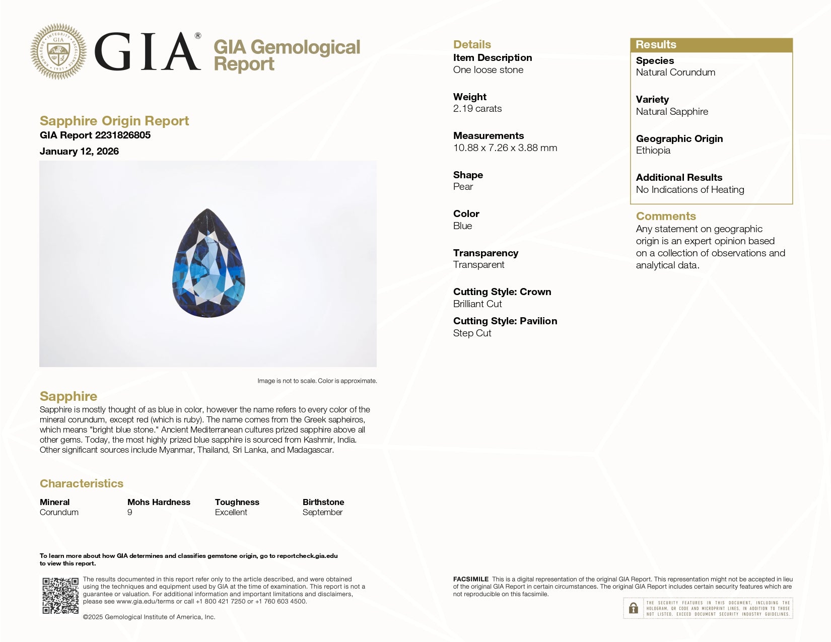 ספיר כחול טבעי לא מחומם מרהיב 2.19ct אבן חן בודדת - GIA מתועדת – תמונה 6