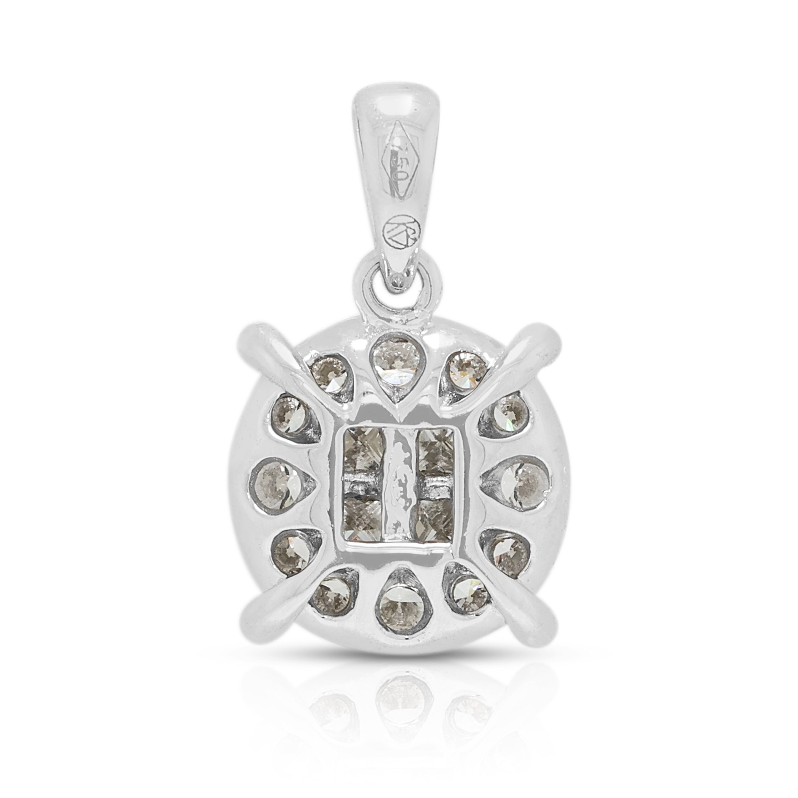תליון הילה קלאסי עם יהלום טבעי 0.42ct בזהב לבן 18K (חדש) – תמונה 7