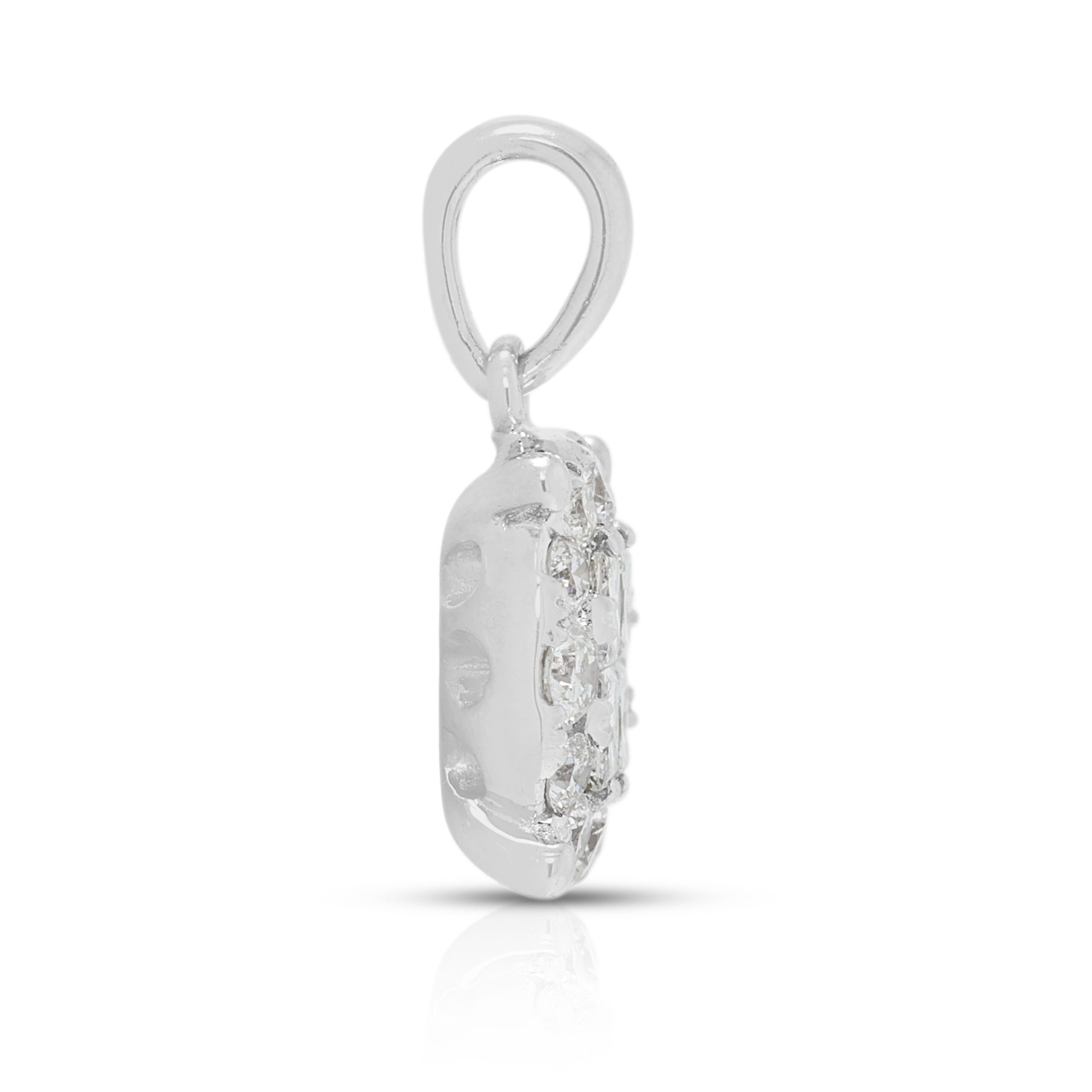 תליון הילה קלאסי עם יהלום טבעי 0.42ct בזהב לבן 18K (חדש) – תמונה 5