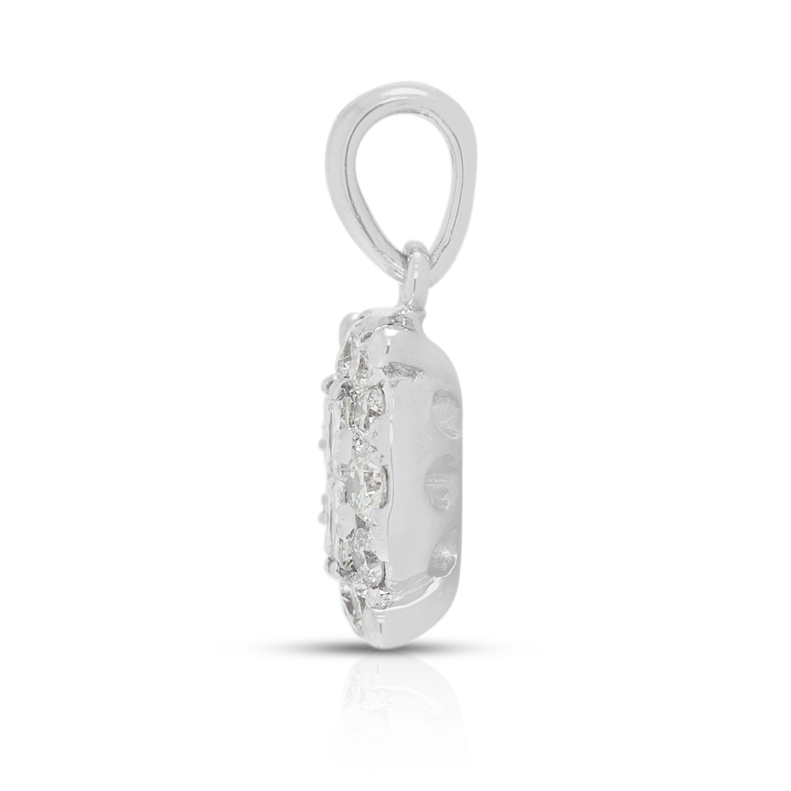 תליון הילה קלאסי עם יהלום טבעי 0.42ct בזהב לבן 18K (חדש) – תמונה 6