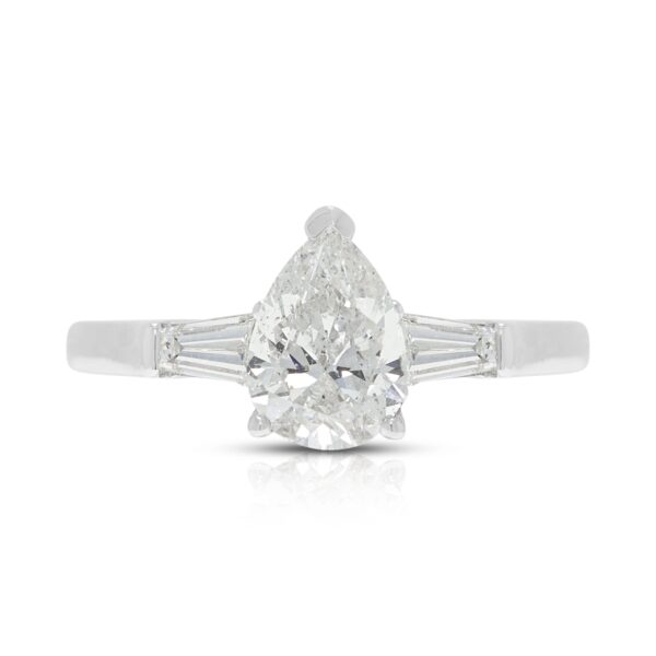 טבעת שלושה יהלומים עוצרת נשימה 1.33ct יהלום טבעי בזהב לבן 18K