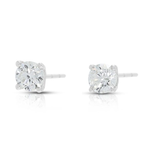 עגילים צמודים קלאסיים מיהלומי מעבדה 0.60ct בזהב לבן 10K