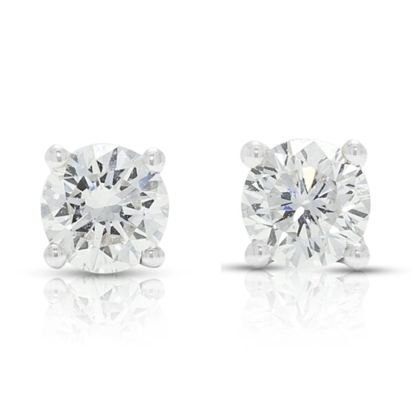 עגילים צמודים קלאסיים מיהלומי מעבדה 0.60ct בזהב לבן 10K