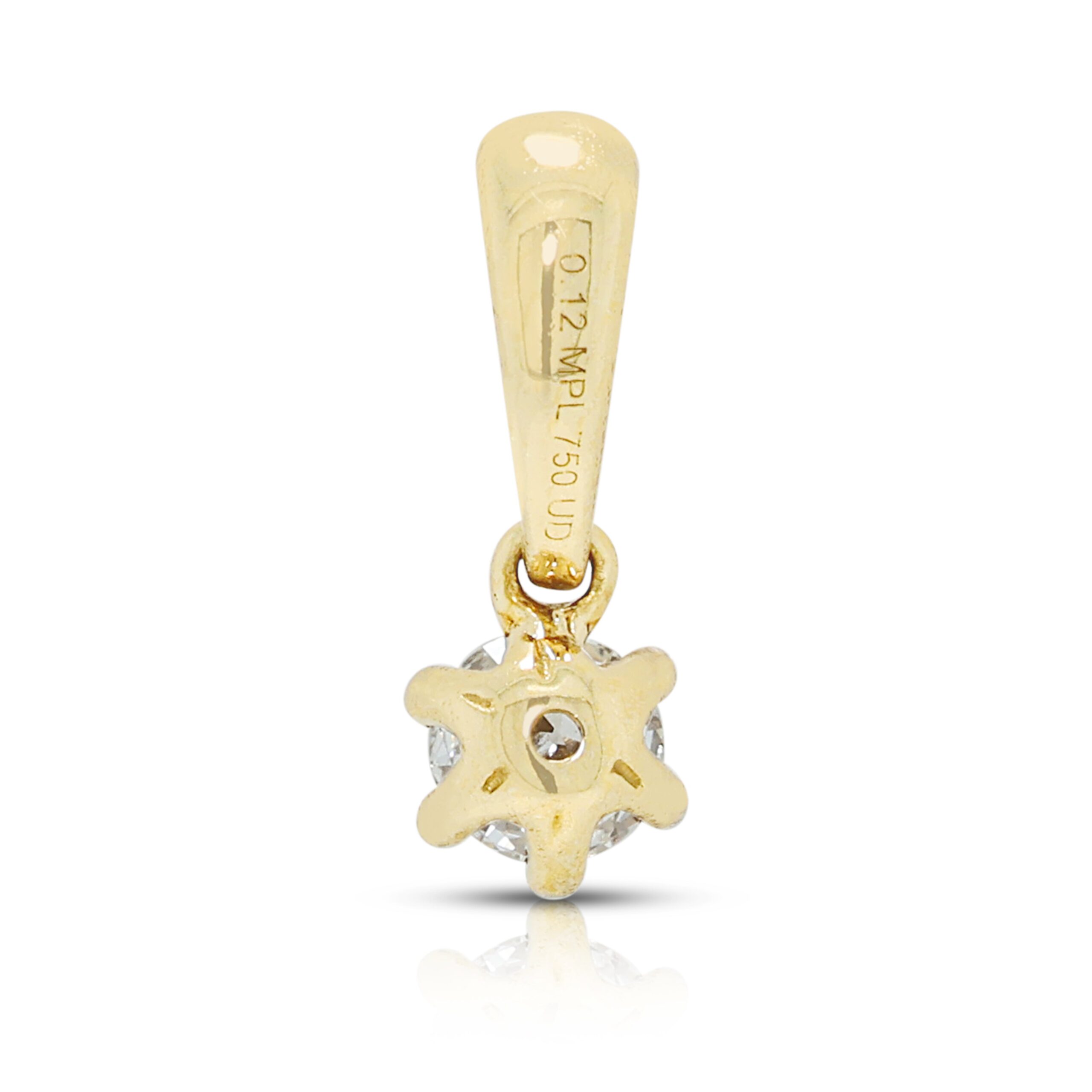תליון סוליטר עדין עם יהלום טבעי 0.12ct בזהב דו-גוני 18K – תמונה 7