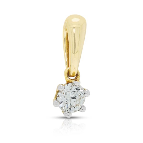 תליון סוליטר עדין עם יהלום טבעי 0.12ct בזהב דו-גוני 18K