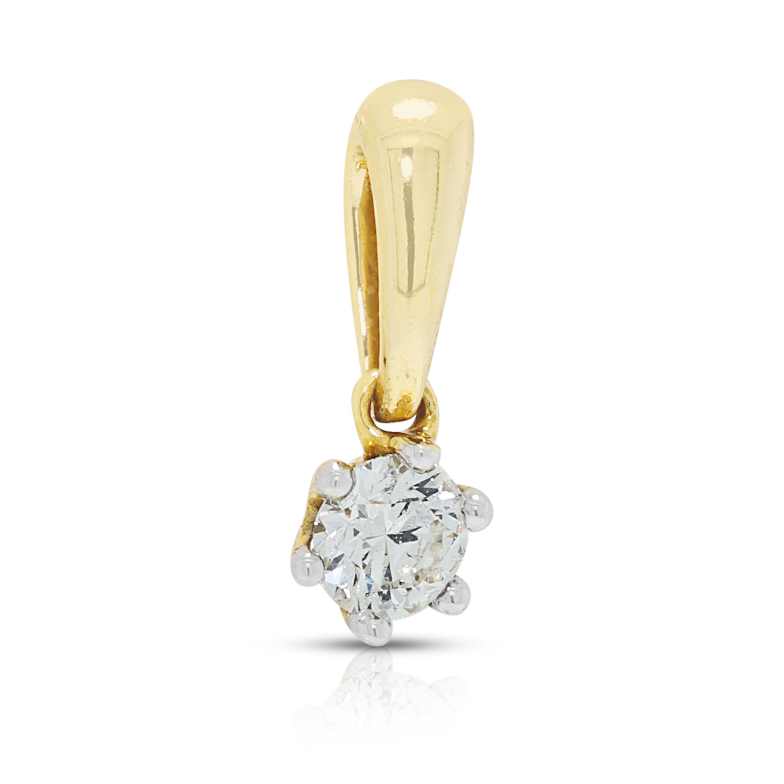 תליון סוליטר עדין עם יהלום טבעי 0.12ct בזהב דו-גוני 18K – תמונה 3