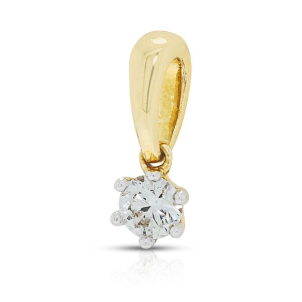 תליון סוליטר עדין עם יהלום טבעי 0.12ct בזהב דו-גוני 18K