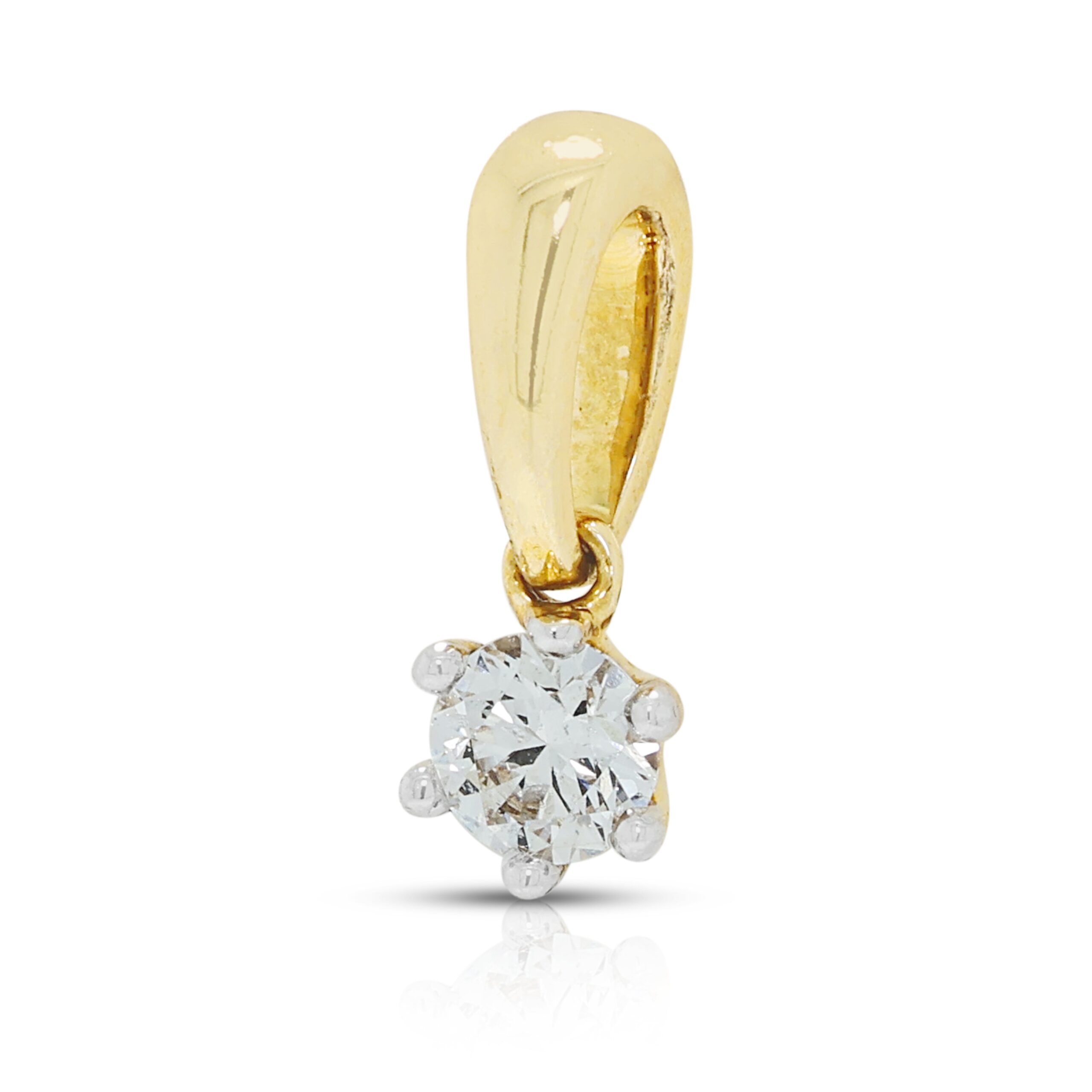 תליון סוליטר עדין עם יהלום טבעי 0.12ct בזהב דו-גוני 18K – תמונה 4