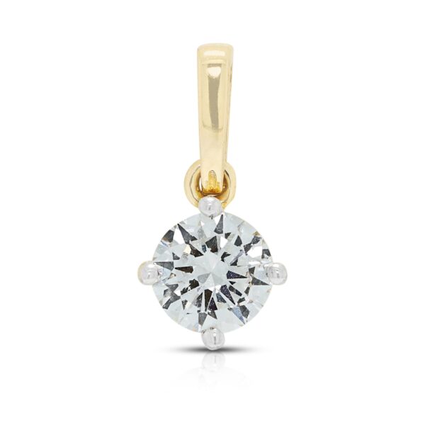 תליון סוליטר אלגנטי מיהלום טבעי 0.50ct בזהב דו-גוני 18K