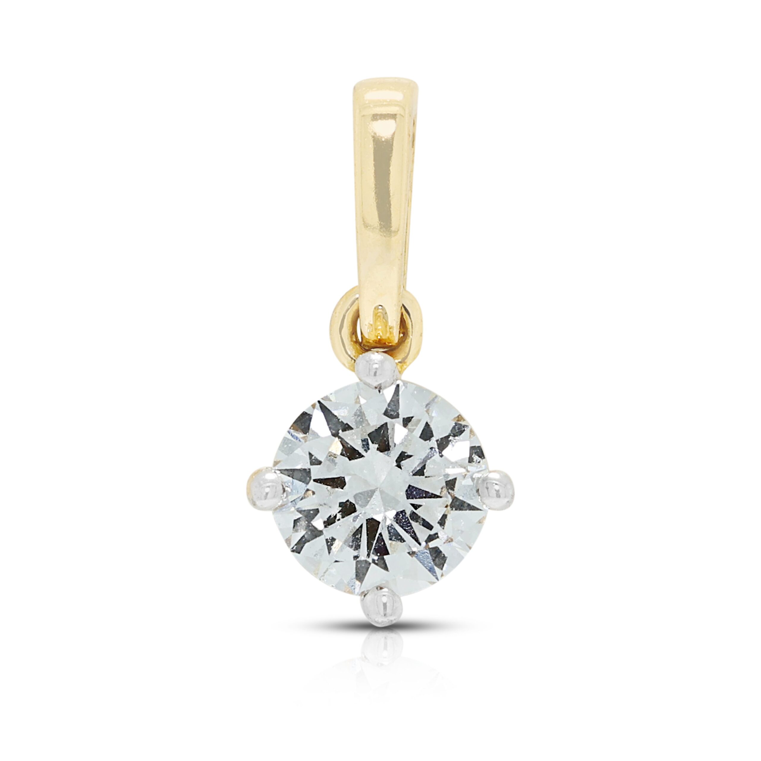 תליון סוליטר אלגנטי מיהלום טבעי 0.50ct בזהב דו-גוני 18K