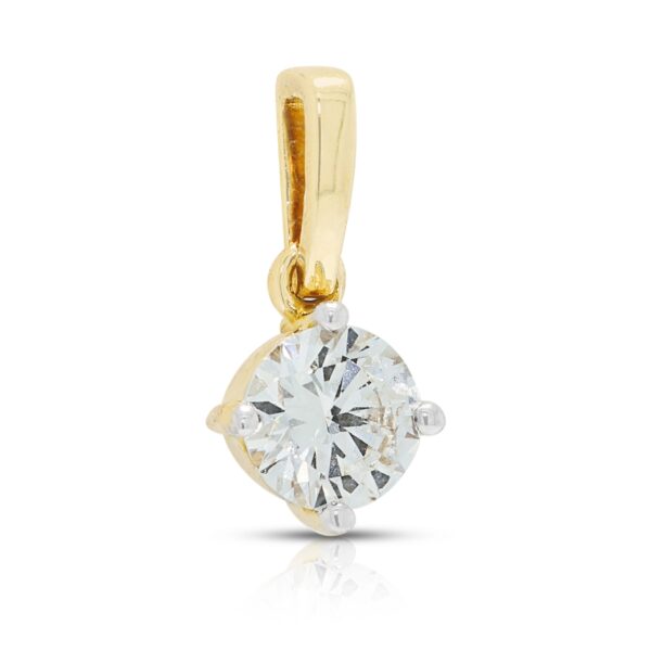 תליון סוליטר אלגנטי מיהלום טבעי 0.50ct בזהב דו-גוני 18K