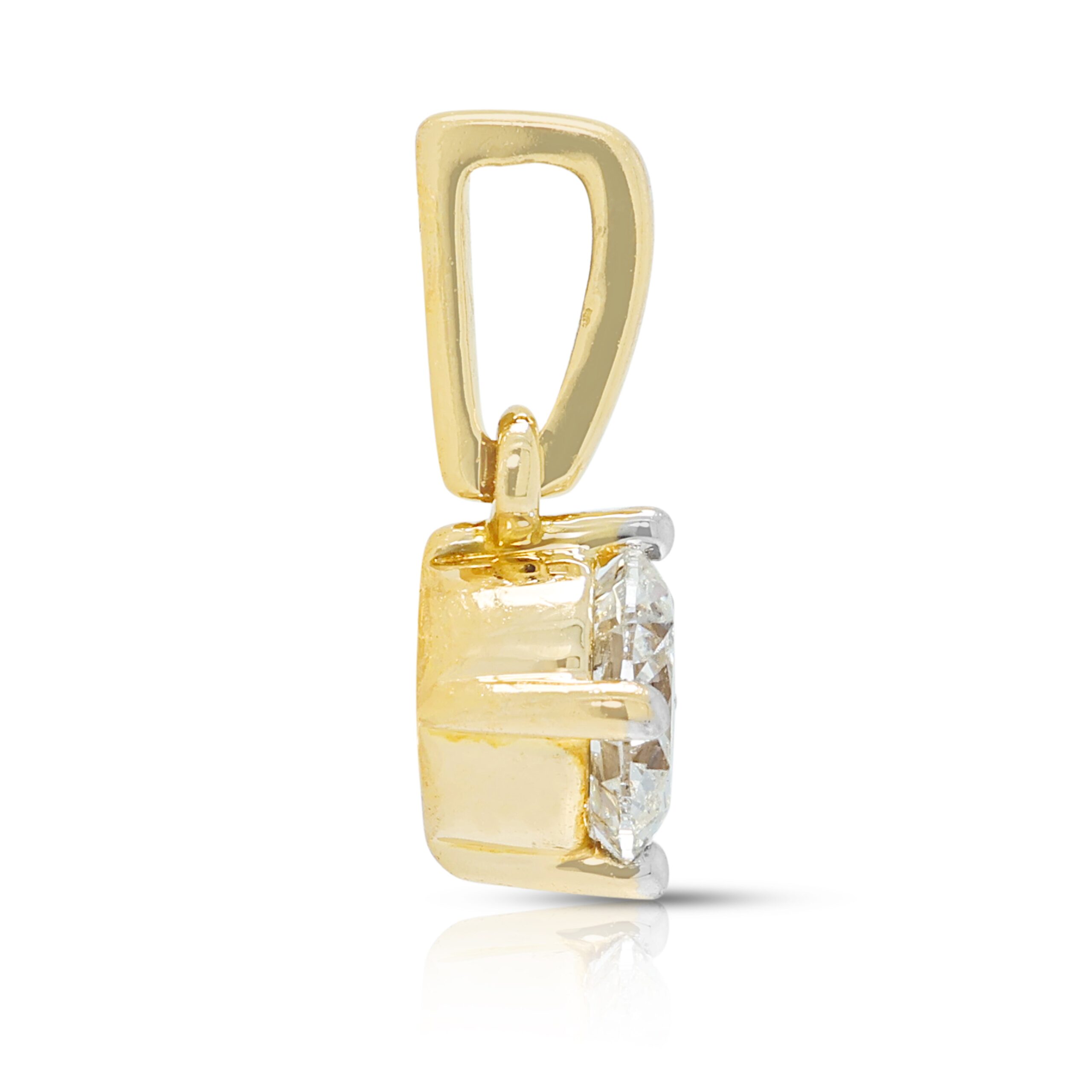 תליון סוליטר אלגנטי מיהלום טבעי 0.50ct בזהב דו-גוני 18K – תמונה 5