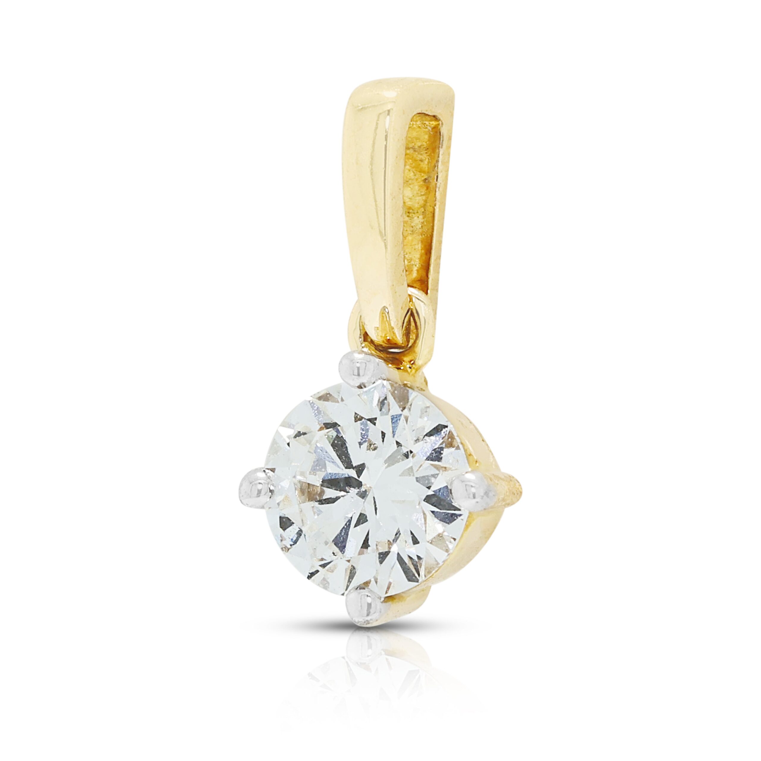 תליון סוליטר אלגנטי מיהלום טבעי 0.50ct בזהב דו-גוני 18K – תמונה 4