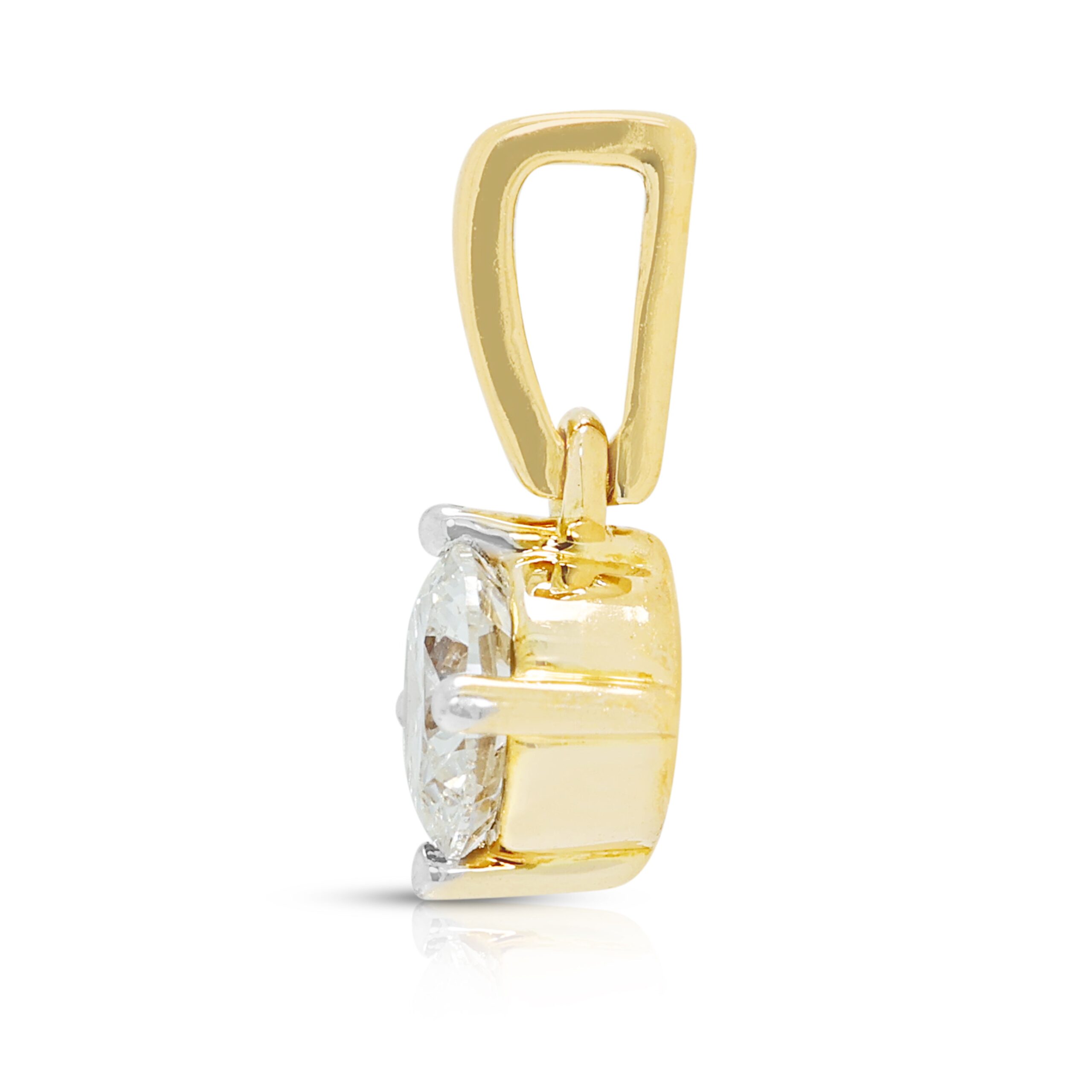 תליון סוליטר אלגנטי מיהלום טבעי 0.50ct בזהב דו-גוני 18K – תמונה 6